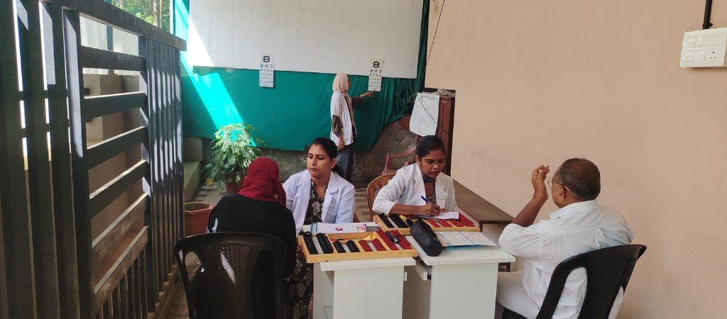 Eye examination at the screening camp